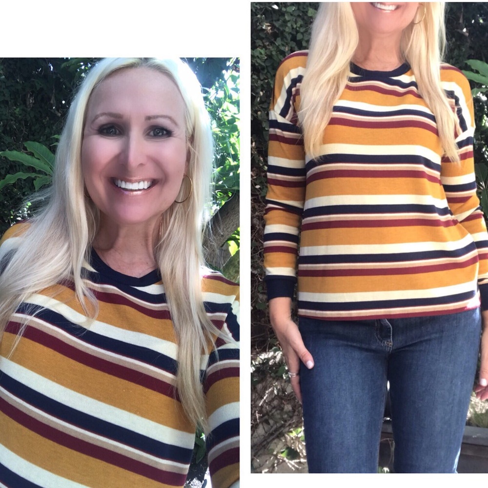 ☕️Golden Knit Striped Top 🤩